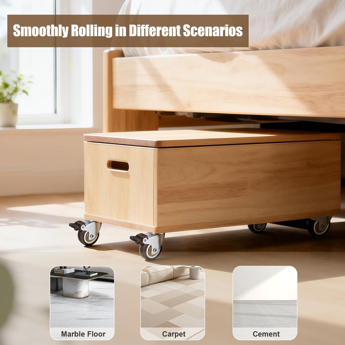 Nefish locking swivel casters include two brakes for secured furniture.