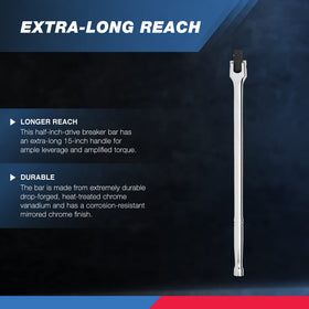 NEIKO 00206A breaker bar flex head at 180 degrees for tight spaces.
