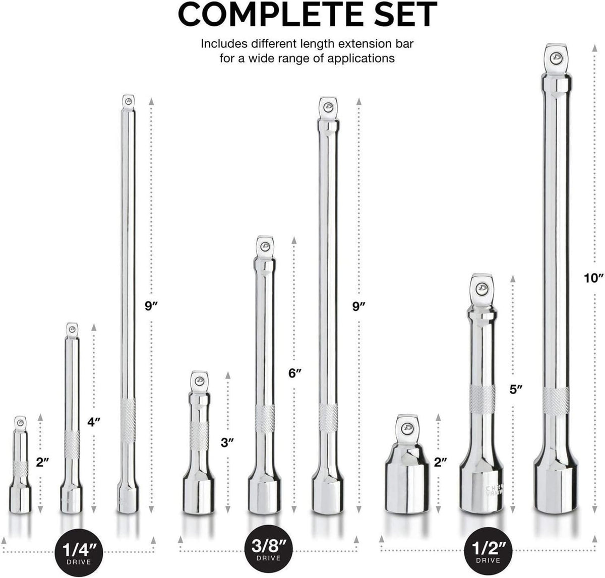 NEIKO 00249A wobble extension set compact storage and quick length selection