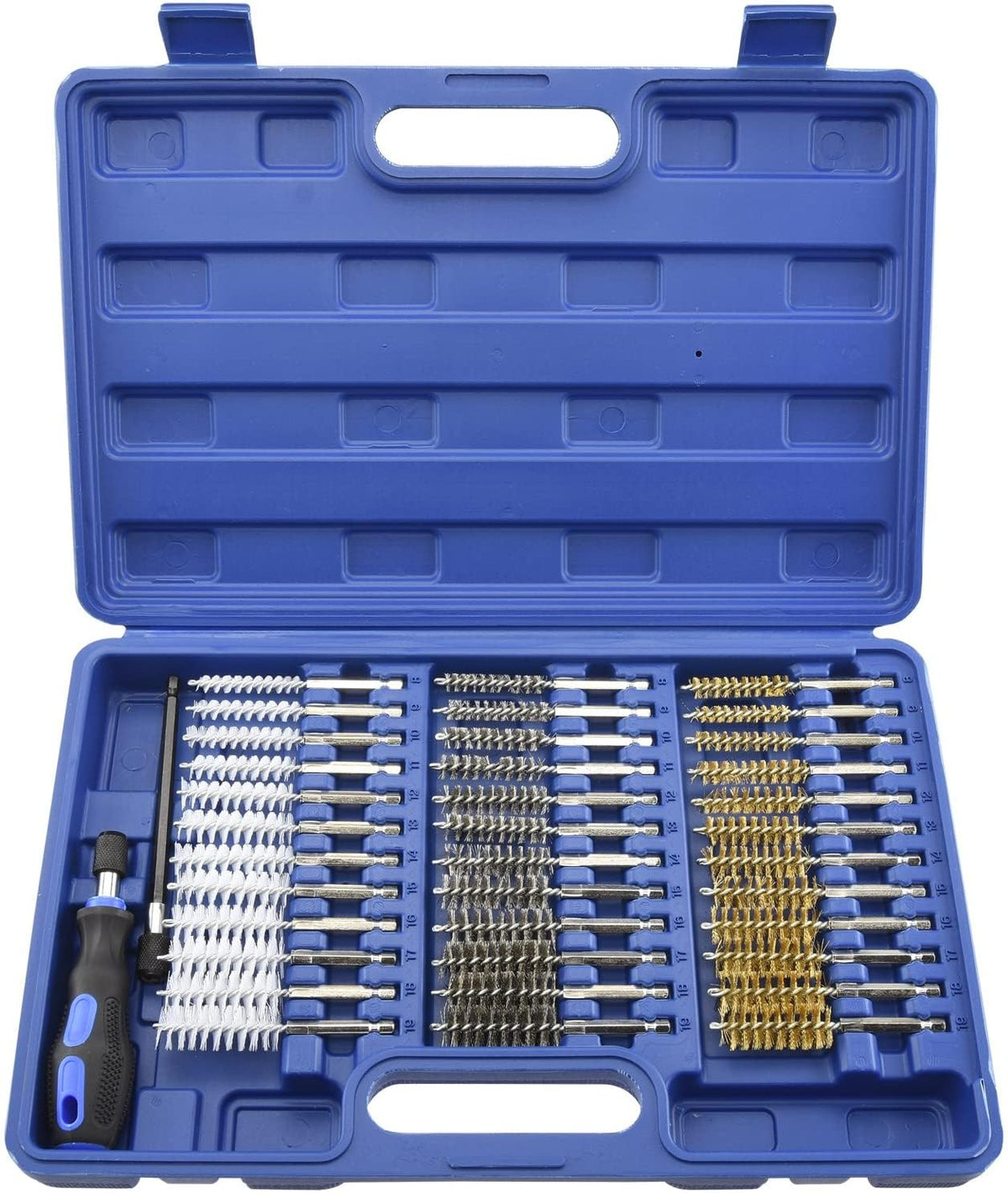 NEIKO 00325A stainless steel brush head close-up for rust removal and surface prep.