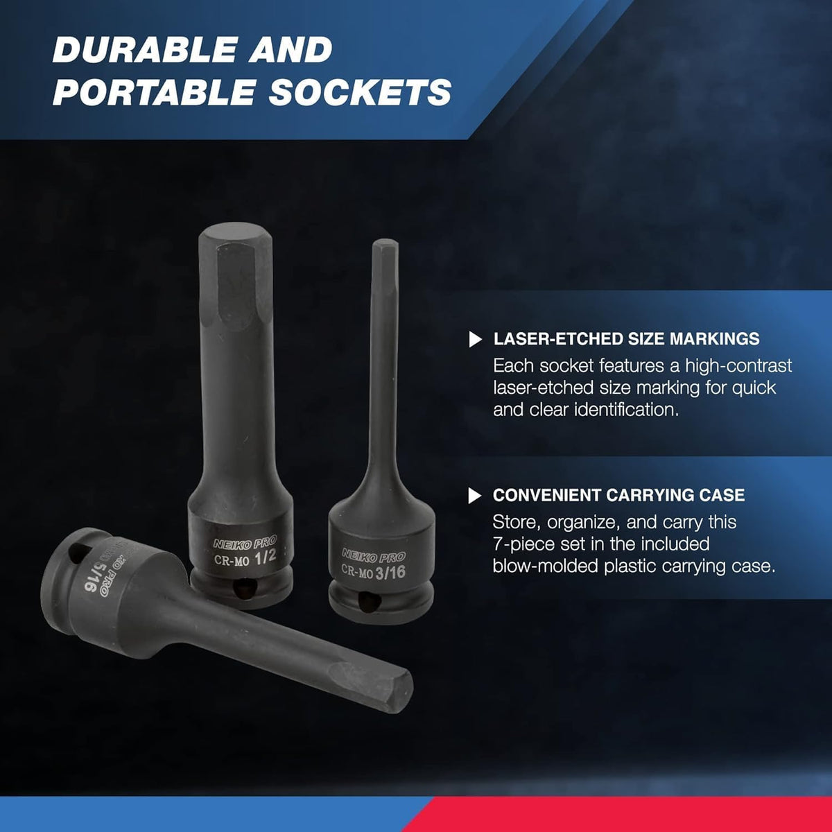 NEIKO 01131B SAE 7/32-inch hex socket for versatile fastener work