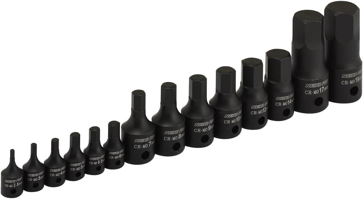 NEIKO 01141B 14-piece set includes 1/4, 3/8, and 1/2 inch drives.