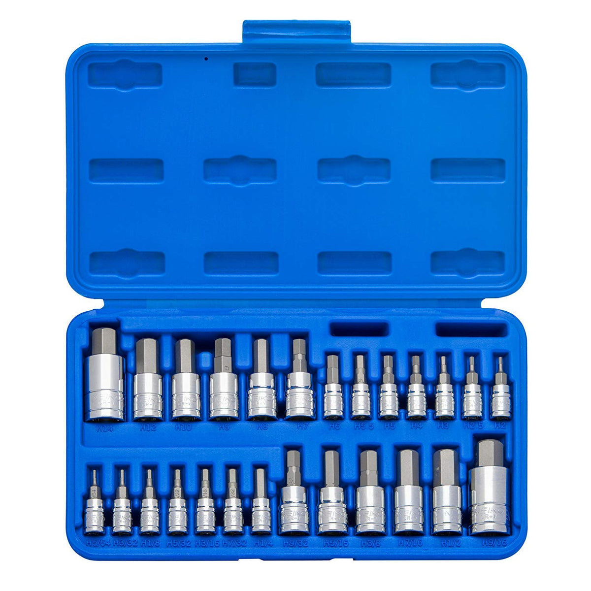 Neiko 01144A tamper-proof hex bit socket set in a compact case for on-site work.