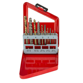 NEIKO 01925A screw extractor set in red case for quick fastener removal.