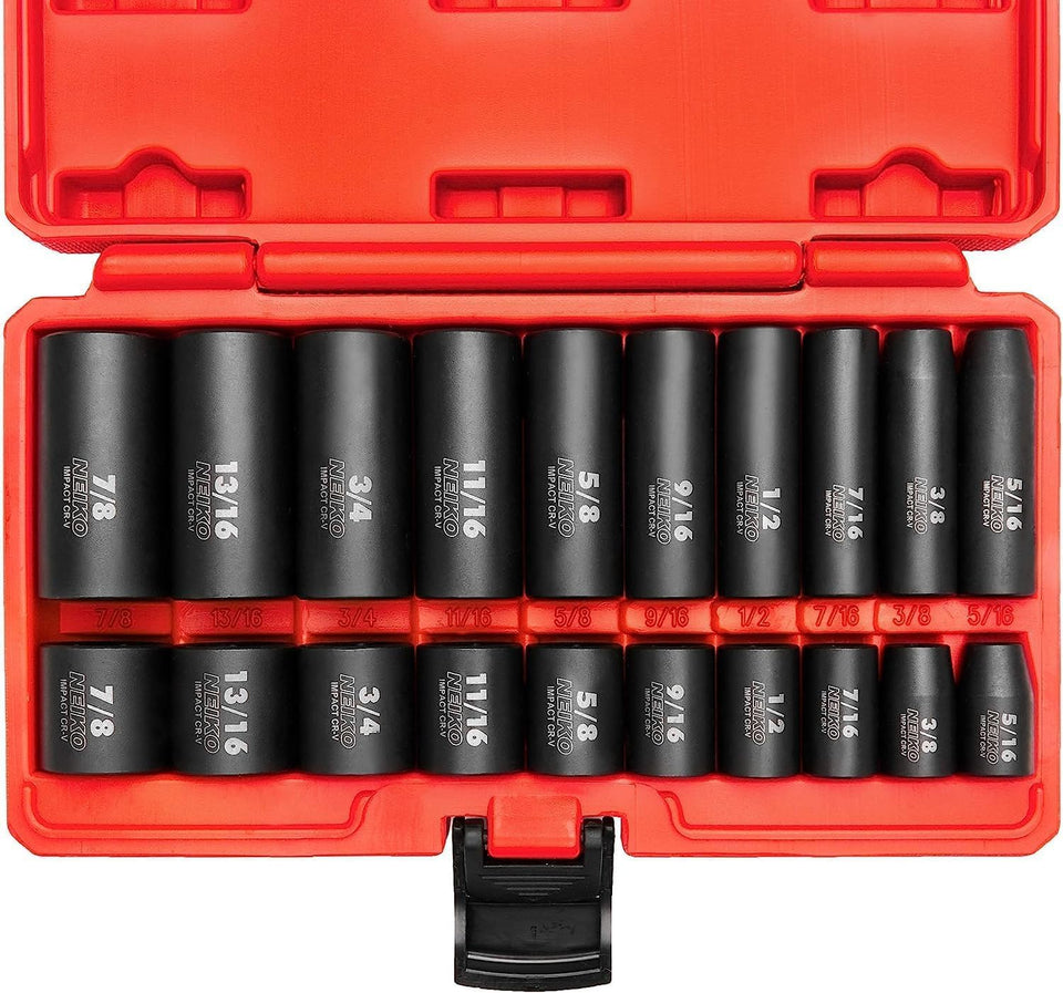NEIKO 02434A 3/8-inch drive socket set in a rugged case for transport