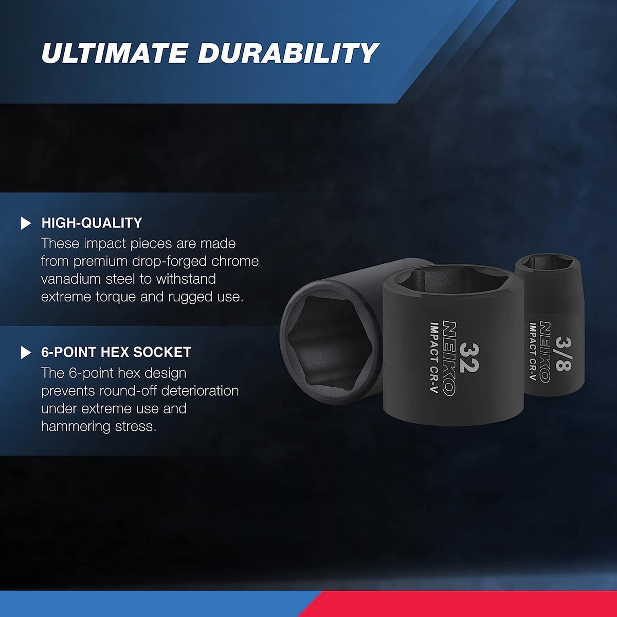 NEIKO 02447A 3/8 to 1/2 inch drive adapter for tool versatility
