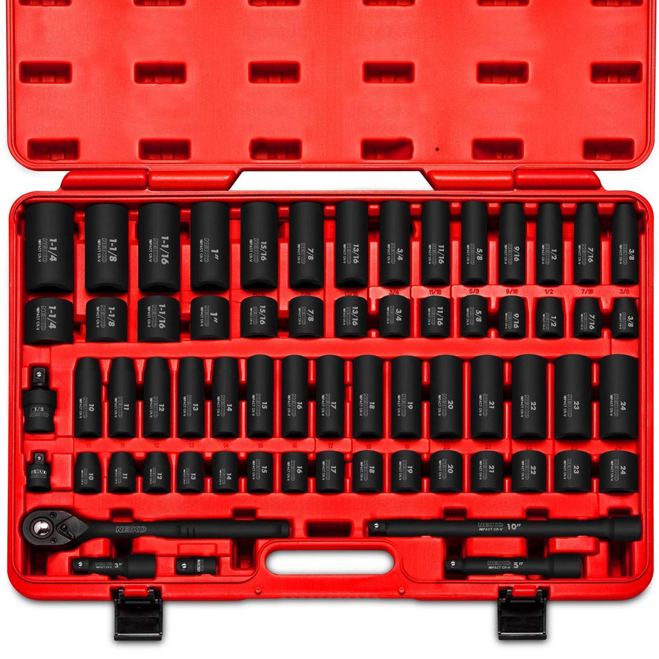 NEIKO 02448A half-inch drive socket set in case for organized automotive repairs