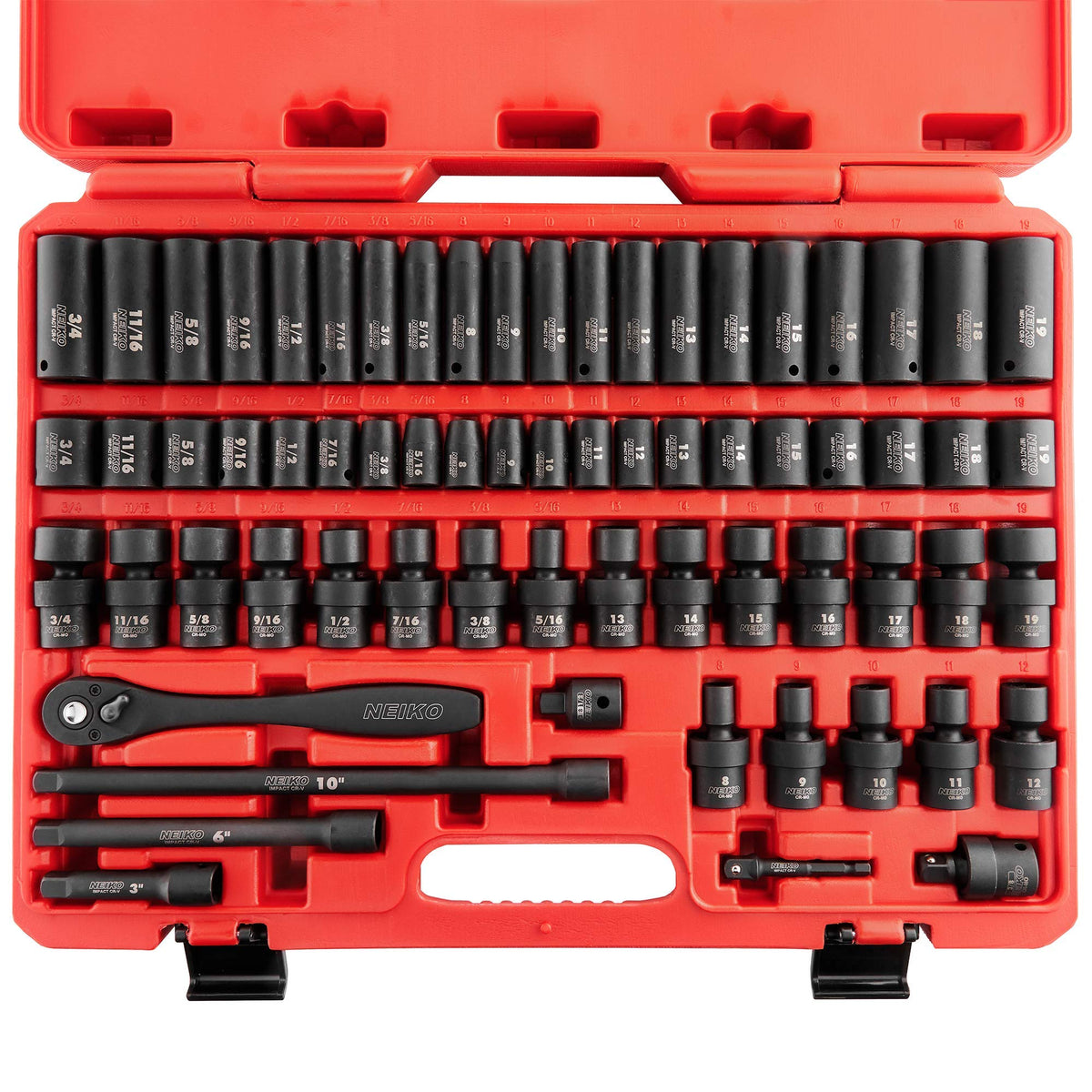 NEIKO 02471A complete 38-drive socket set for heavy-duty automotive work.