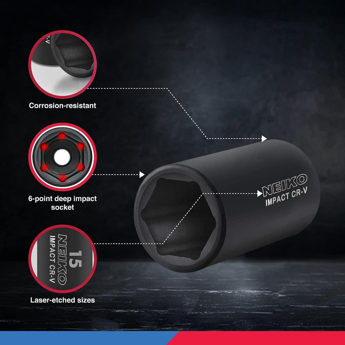NEIKO 02474A black phosphate finish resists corrosion during heavy use.