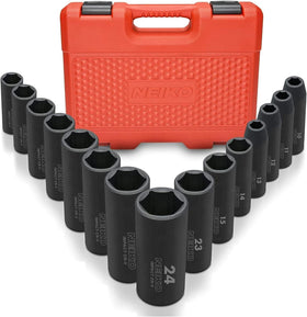 NEIKO 02474A socket set in blow-mold case for easy storage and transport.