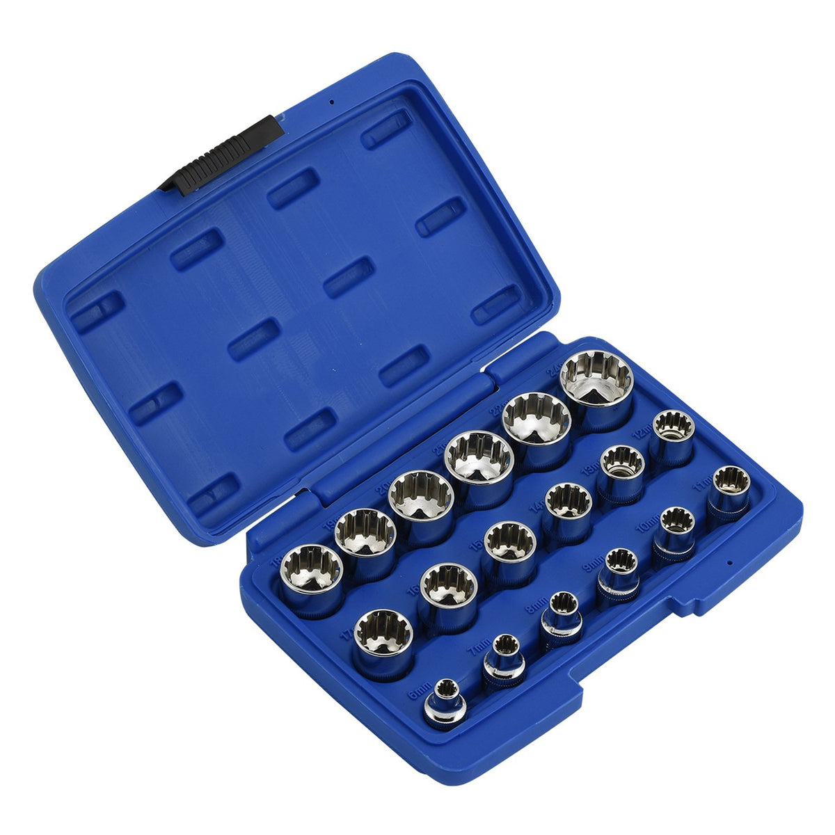 NEIKO 02488A 3/8-inch drive sockets close-up, showcasing versatile point types for varied fasteners.