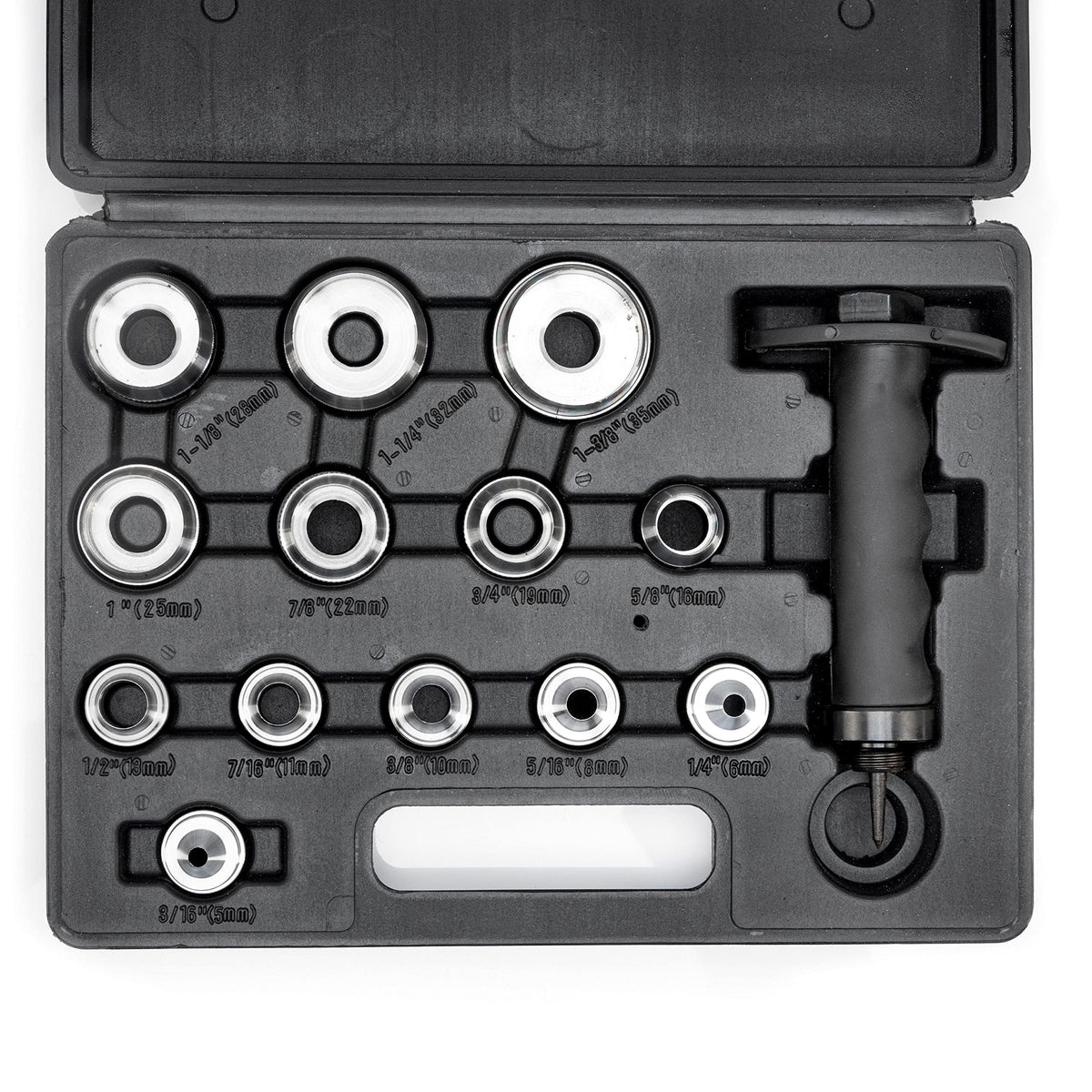 NEIKO 02604A hole-punch set exterior stored in a compact carrying case for easy transport.