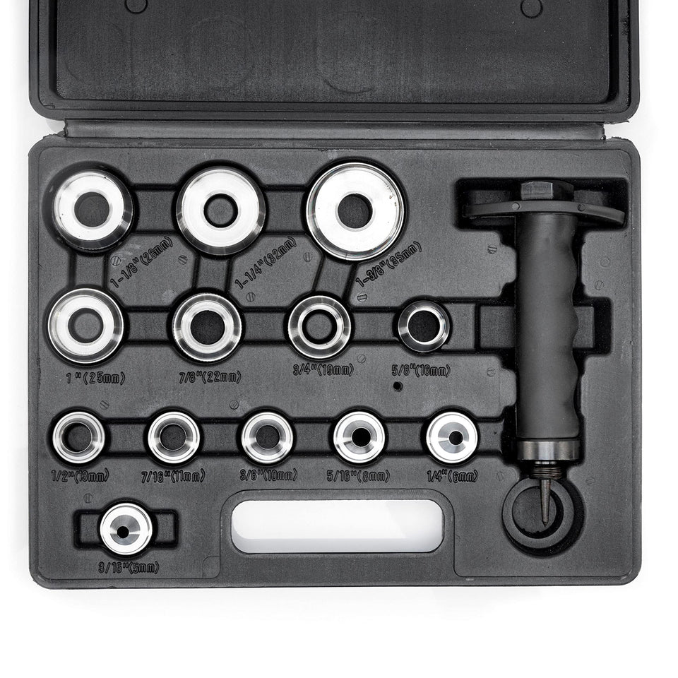 NEIKO 02604A hole-punch set exterior stored in a compact carrying case for easy transport.