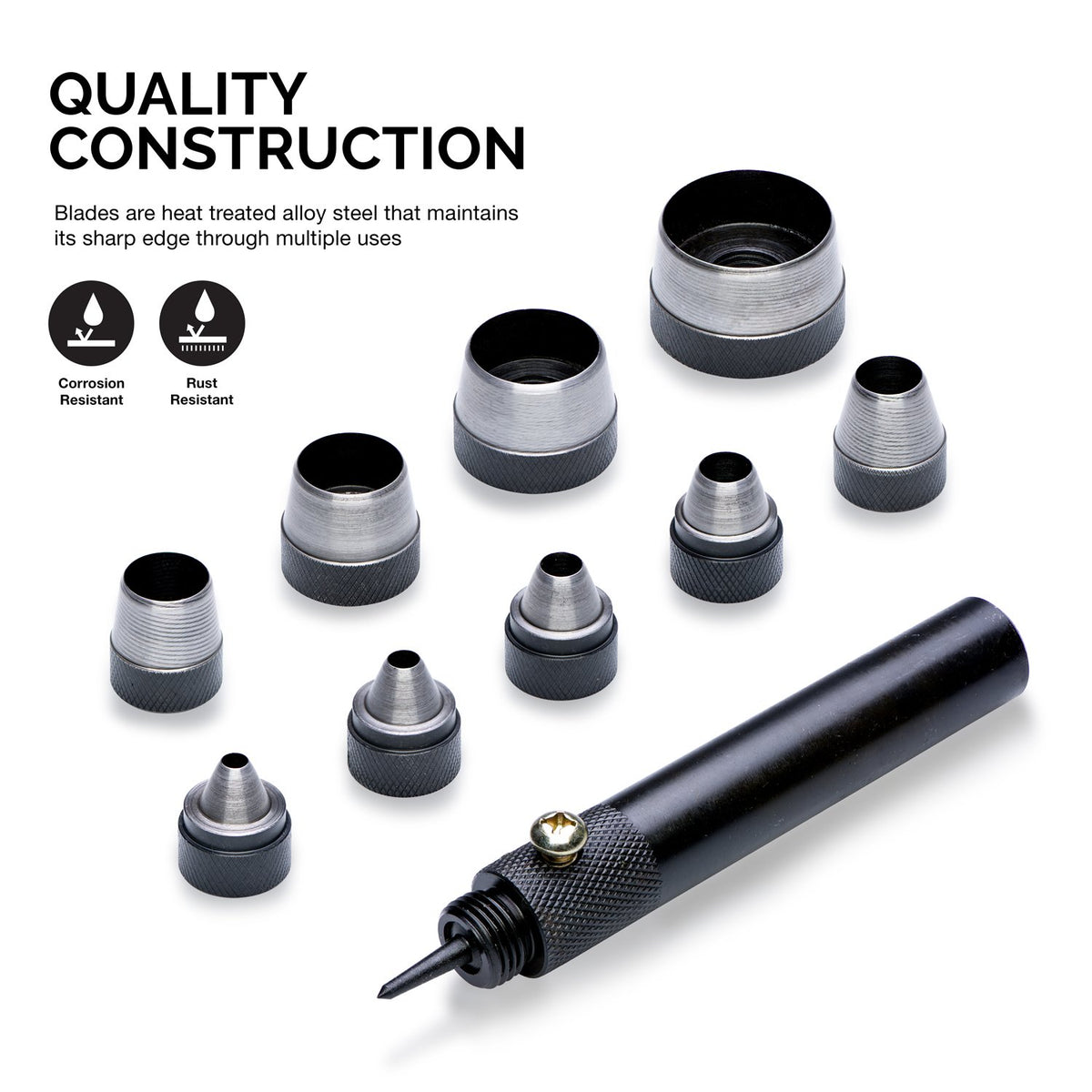 NEIKO 02614A center punch tip showing precise alignment before punching