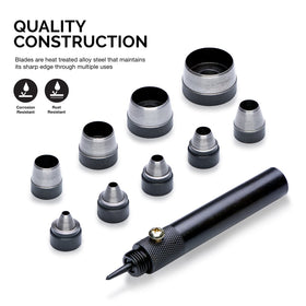 NEIKO 02614A center punch tip showing precise alignment before punching