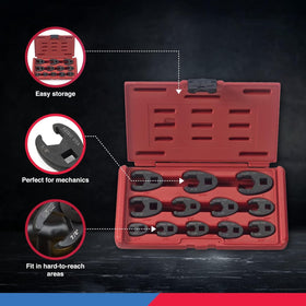 NEIKO 03323A crowfoot wrenches are heat-treated Cr-Mo for durable leverage.