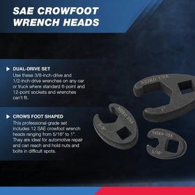 NEIKO 03323A crowfoot wrenches reach tight spots for efficient automotive repairs.