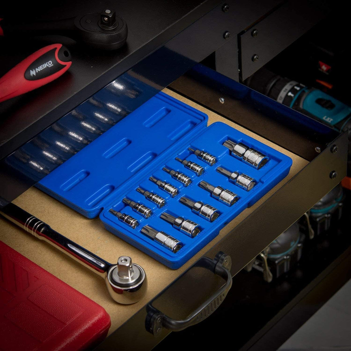 NEIKO 10073A hard ABS carry case for organized tool storage