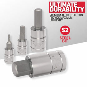 NEIKO S2 hex bits delivering strong, precise engagement for fasteners.