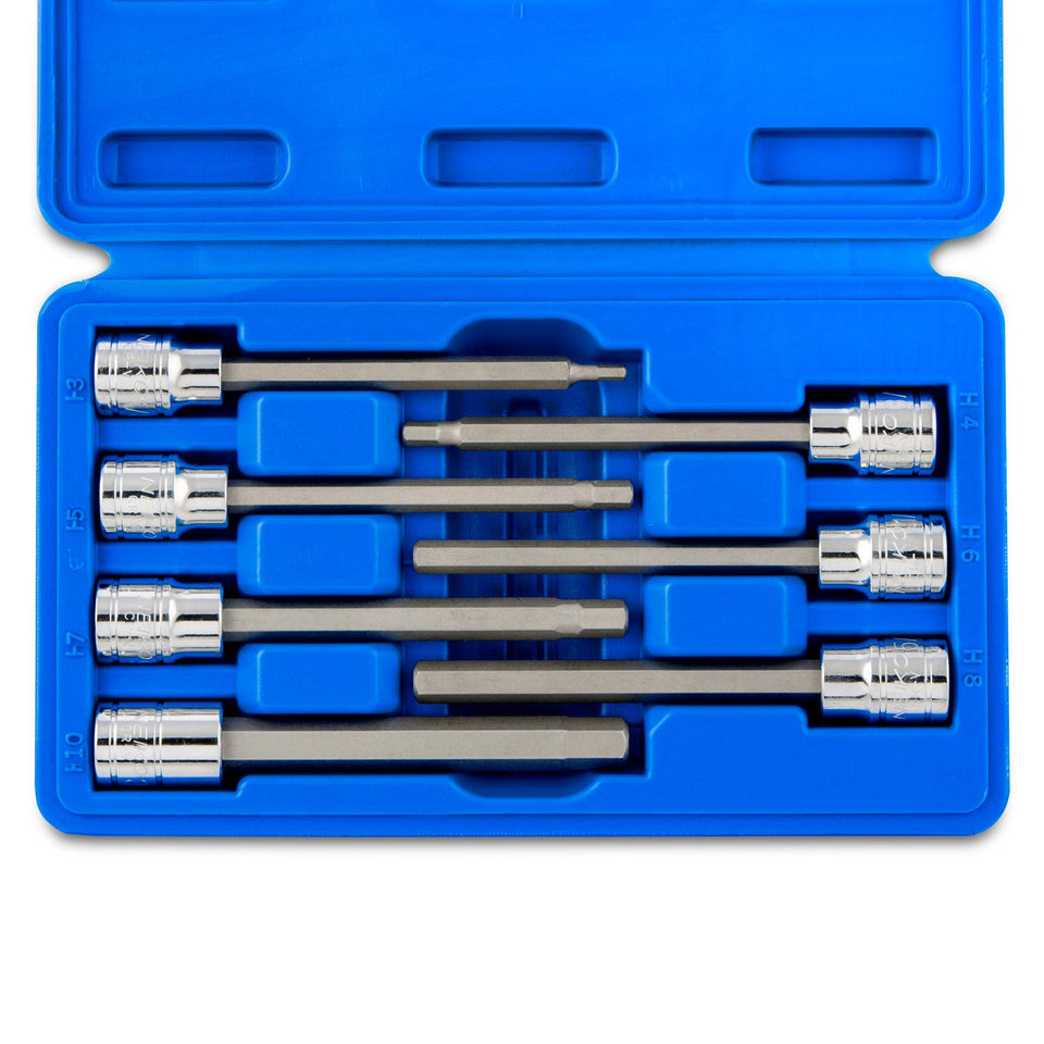 NEIKO 10076A extra-long hex bit sockets ideal for hard-to-reach fasteners.