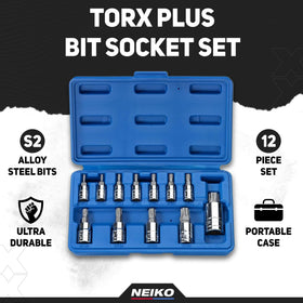 NEIKO 10086A Torx Plus TP8-TP30 1/4-drive row facilitates secure grip.