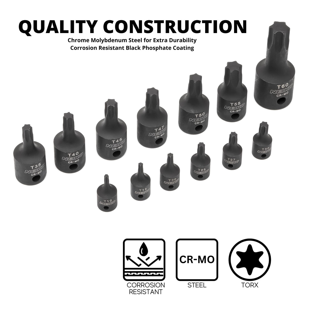 NEIKO 10281B 1/2-drive Torx socket with T60 for heavy-duty fasteners.