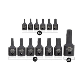NEIKO 10281B 3/8-drive Torx sockets covering T35-T50 for motorcycles and equipment.