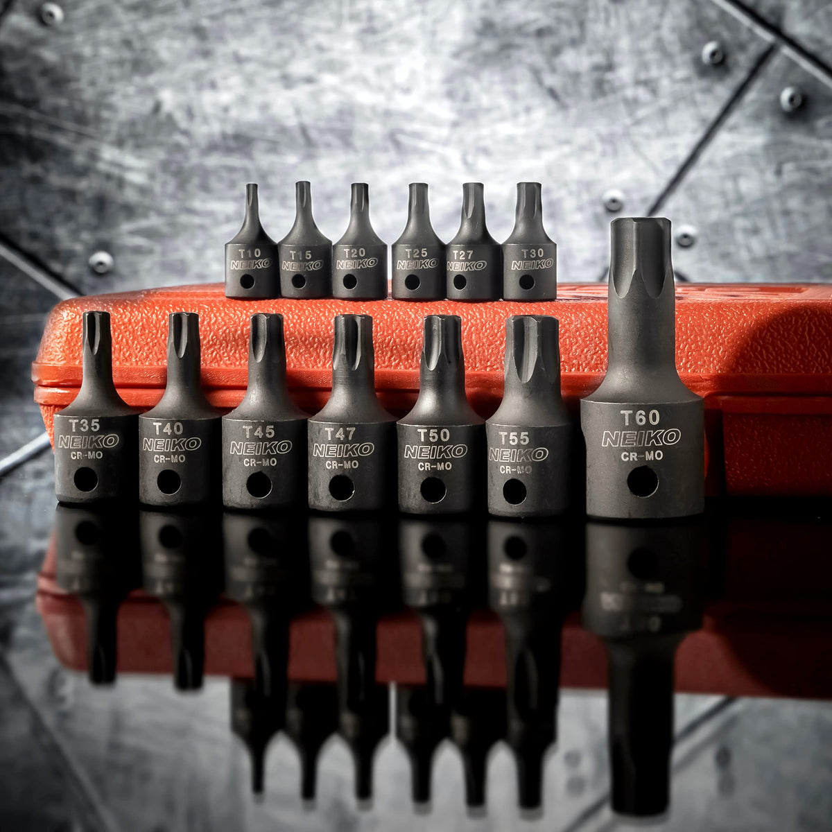 Neiko 10282B set shown with impact driver for high torque tasks in workshop