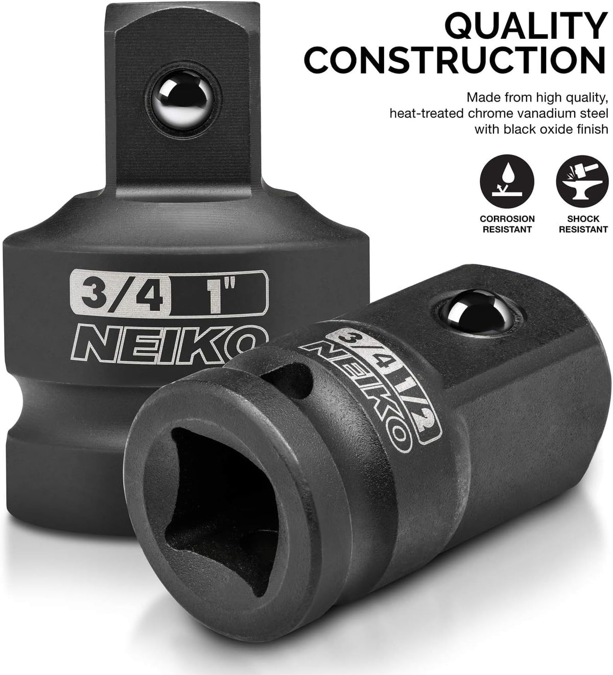 NEIKO 30223A 3-4in M x 1in F converter enables quick size changes for sockets