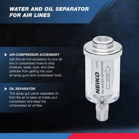 NEIKO 30252A oil separator keeps oil inside the compressor for lubrication.