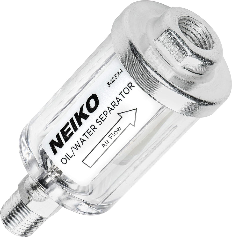 NEIKO 30252A water separator prevents moisture from reaching air tools.