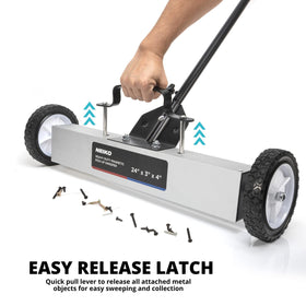 NEIKO 53416A magnet sweeper holds up to 50 pounds of debris