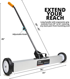 NEIKO 53418A wheeled magnet roller ready to sweep nails and screws