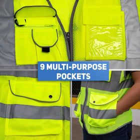 NEIKO 54054A safety vest back pockets provide quick access on the job site.
