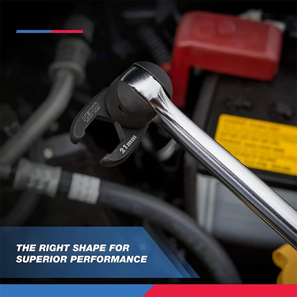 NEIKO chrome-molybdenum crowfoot wrenches closeup highlights durable metal finish.