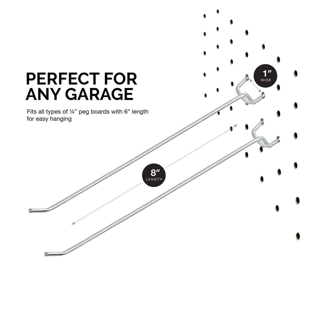 Durable nickel-plated pegboard hooks by NEIKO for long-lasting tool display.
