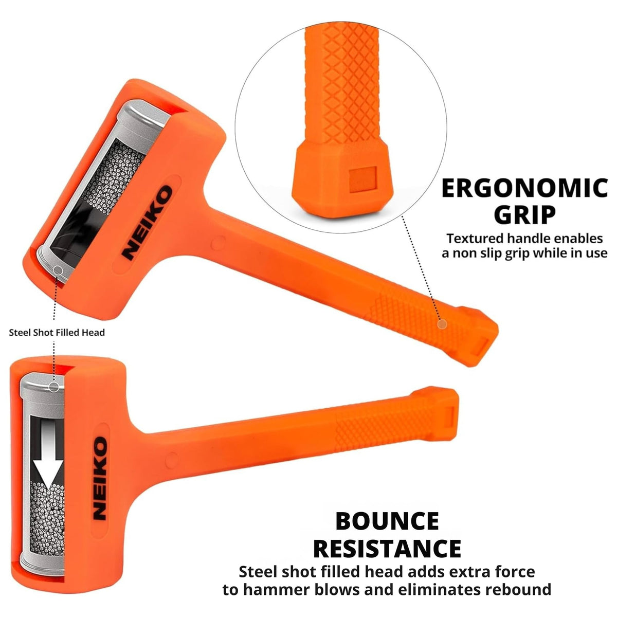 NEIKO non-marring rubber hammer with unicast body for delicate tasks
