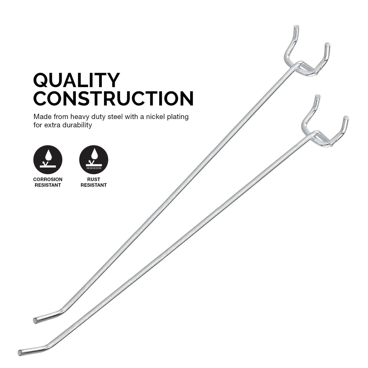NEIKO pegboard hook organizer kit 8 inch hooks for versatile garage organization.