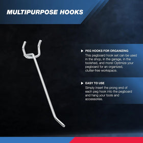 NEIKO 53100A 50-pack pegboard hooks enable tool organization