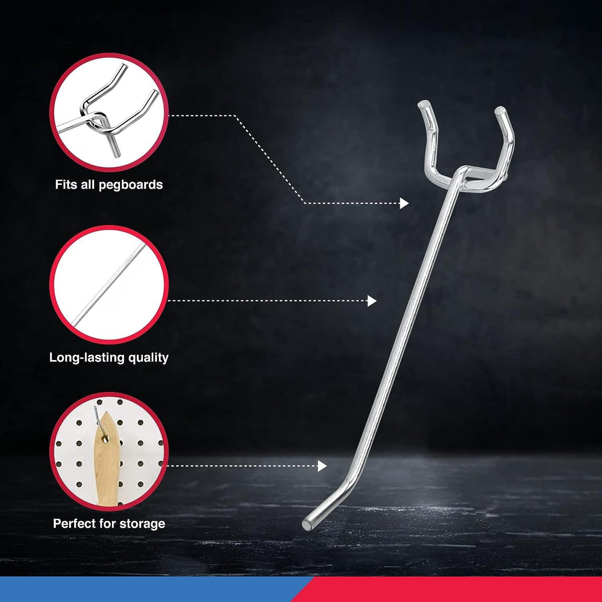NEIKO pegboard hooks easy setup for garage and shed