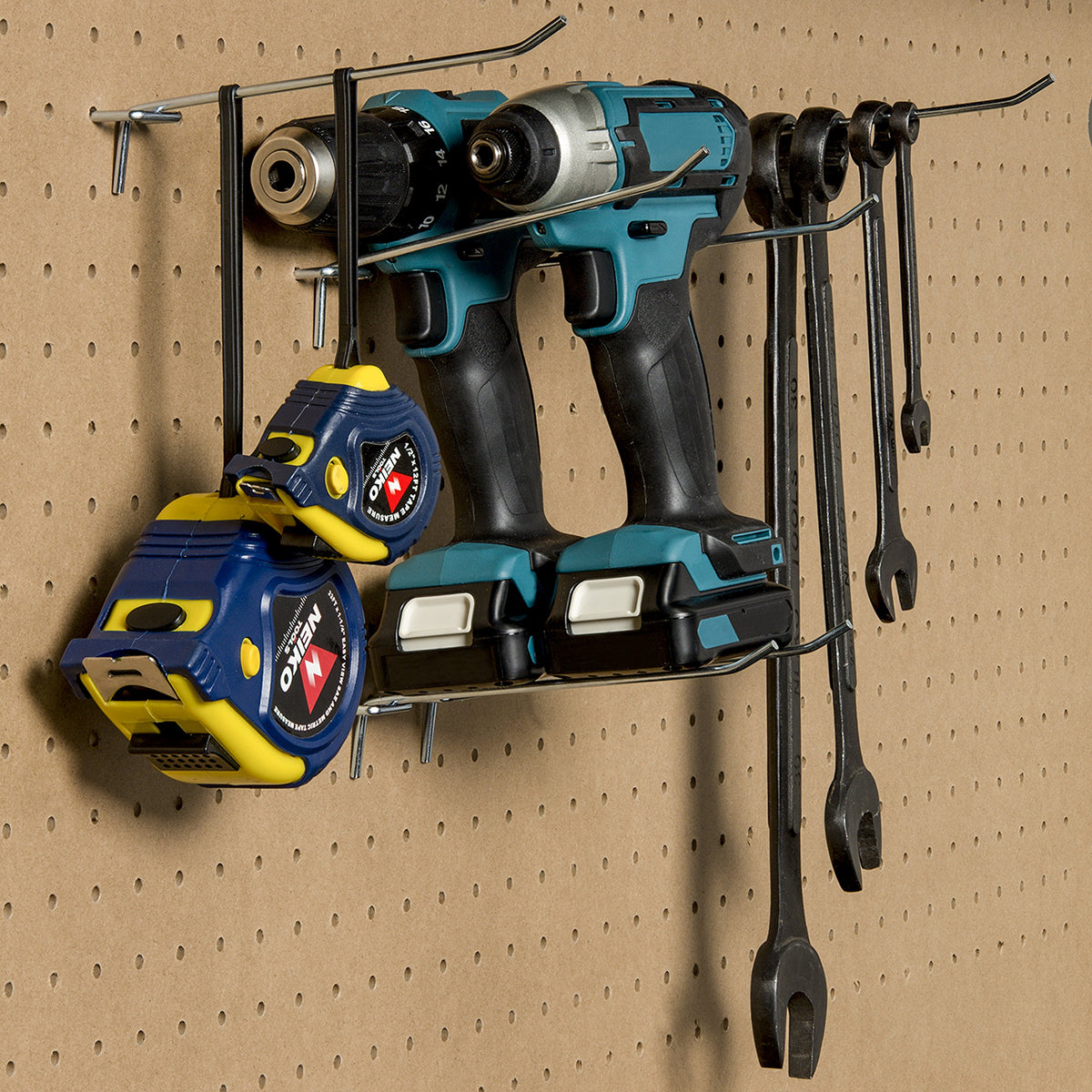 NEIKO pegboard storage solution keeps hand tools tidy and accessible.