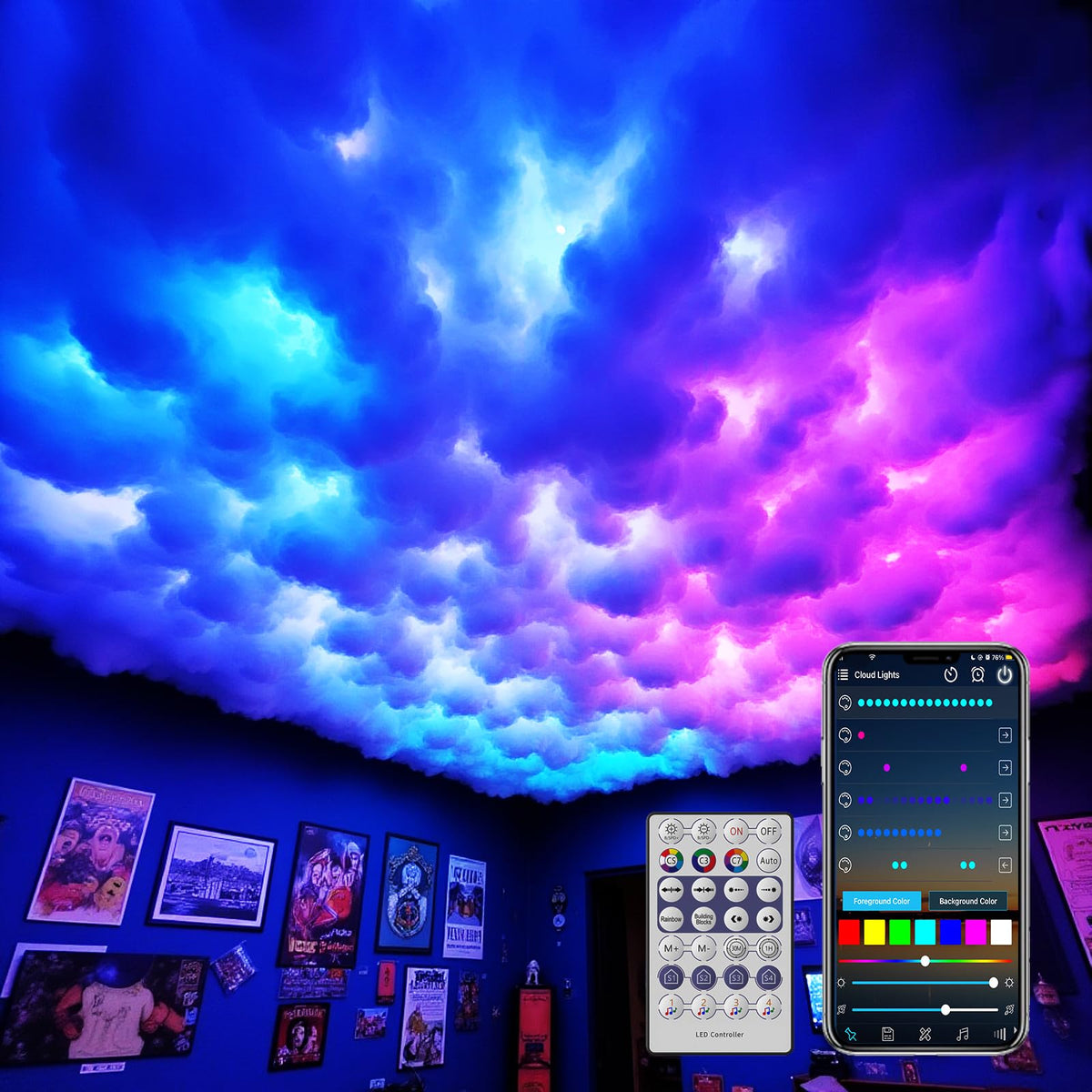 Neisouf USB 3D cotton thundercloud light glows softly for a dreamy ceiling accent.