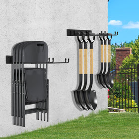Neiteli folding chair rack with hanging chairs demonstrates efficient storage