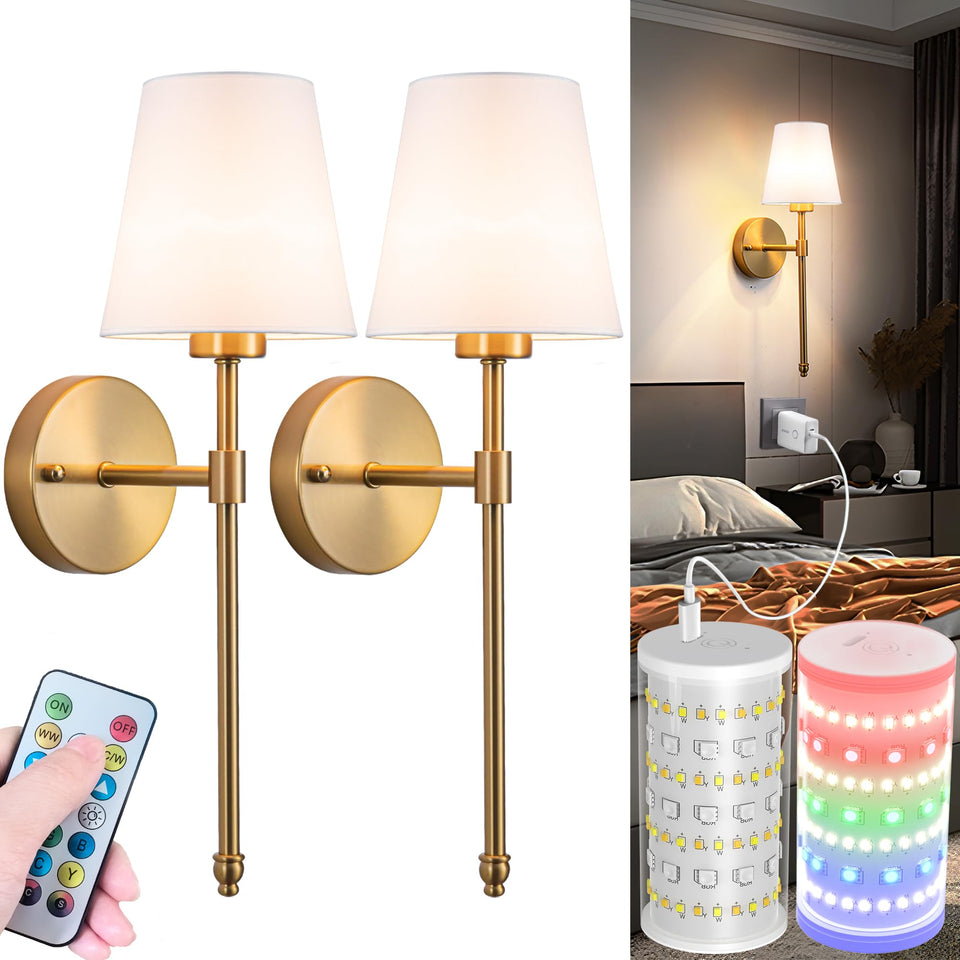 Nekhung battery wall sconces set of 2 ready for simple wall installation