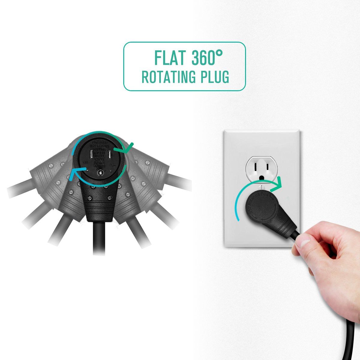 Nekteck 14 AWG grounded extension cord ready for safe power delivery