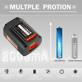 NELEBUTO 40V battery side view, compact profile for easy installation.