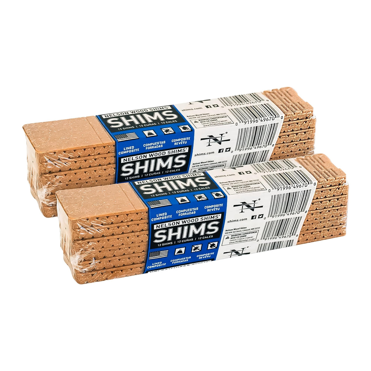 Nelson Wood Shims waterproof 8-inch shims for durable indoor and outdoor leveling