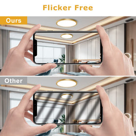 NELTBESIN 12-inch gold fixture in living room demonstrates bright, glare-free illumination.