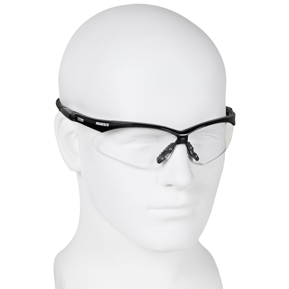 NEMESIS safety glasses angled view demonstrates lightweight construction and scratch-resistant lenses