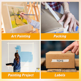 NeoAct white masking tape adheres well on clean, dry surfaces.
